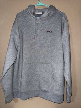 FILA Heather Gray Pullover Hoodie with Small Logo